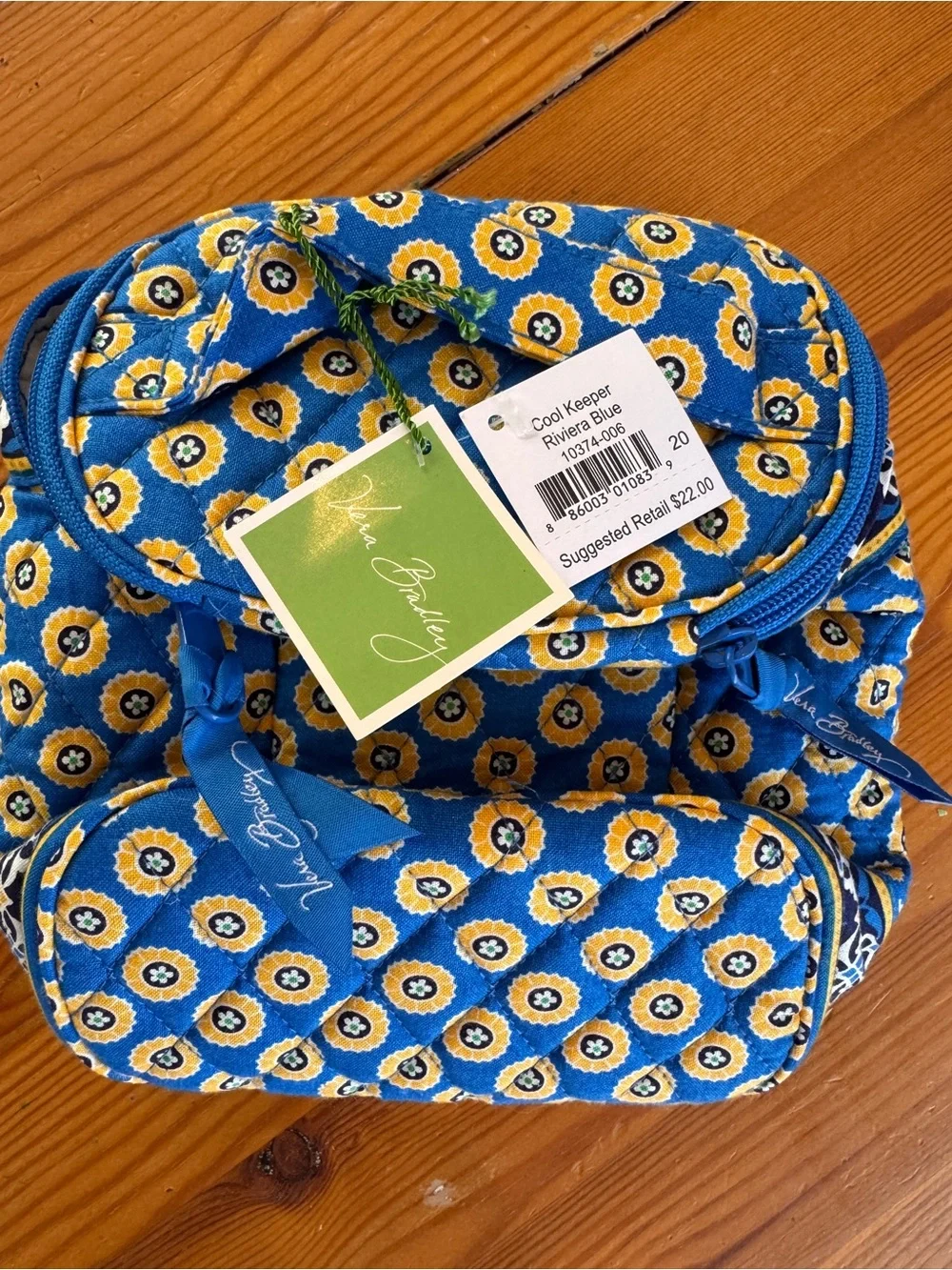Vera Bradley Blue and Yellow Quilted Insulated Lunch Bag
